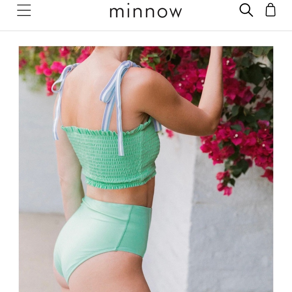 Minnow Palm Green Bikini Bottoms Sz L NWT